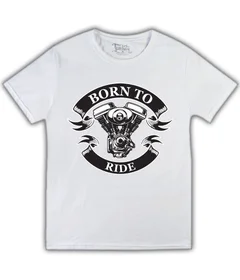 Прикольные футболки: born to ride - двигатель на белой